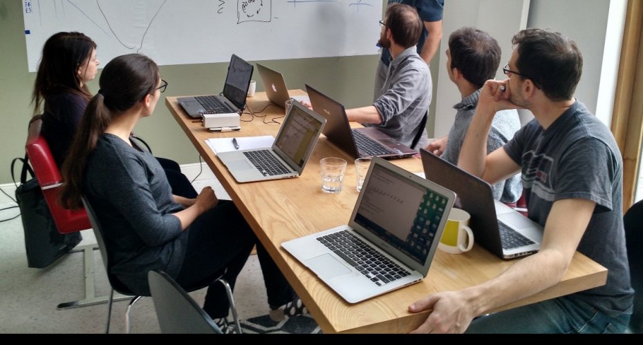 Research fellows with computers